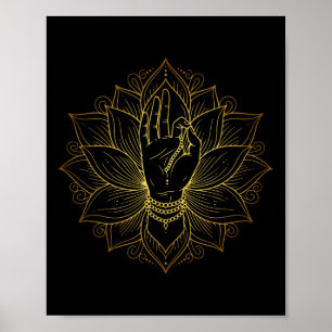 Elegant Minimal Mudra Hand Lotus Buddhism Meditati Poster