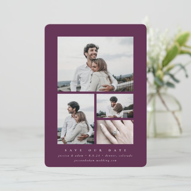 Elegant Minimal Multi Photo Save The Date (Standing Front)