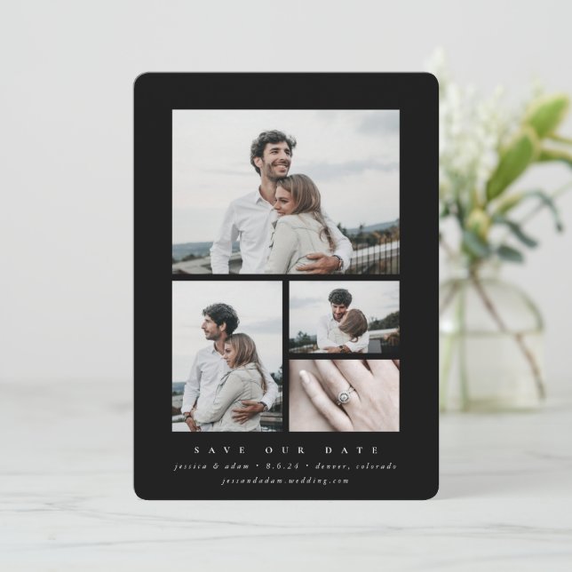 Elegant Minimal Multi Photo Save The Date (Standing Front)