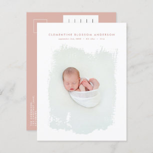 Elegant minimal natural birth announcement photo