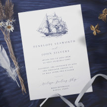Elegant Minimal Nautical Ship Illustration Wedding