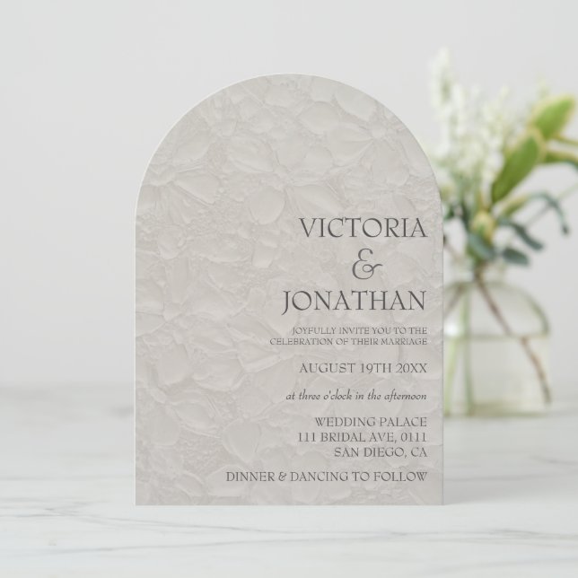 Elegant Minimal Neutral Taupe Wedding  Invitation (Standing Front)