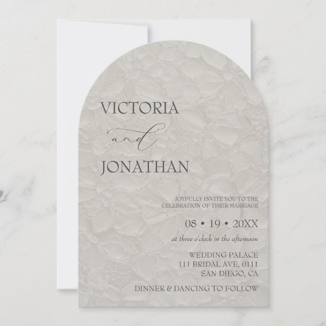 Elegant Minimal Neutral Wedding  Invitation (Front)