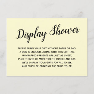 Elegant, Minimal No Wrap Bridal Shower Yellow Enclosure Card