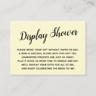 Elegant, Minimal No Wrap Bridal Shower Yellow Enclosure Card