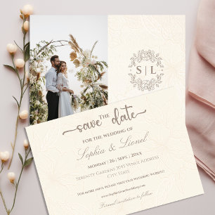 Elegant Minimal Off White Wedding Save The Date