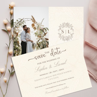 Elegant Minimal Off White Wedding Save The Date