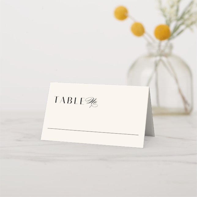 Elegant minimal Old money black and cream Wedding Place Card (Front)