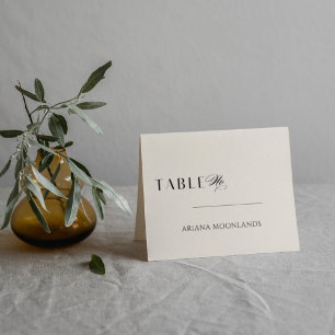 Elegant minimal Old money black and cream Wedding  Table Number