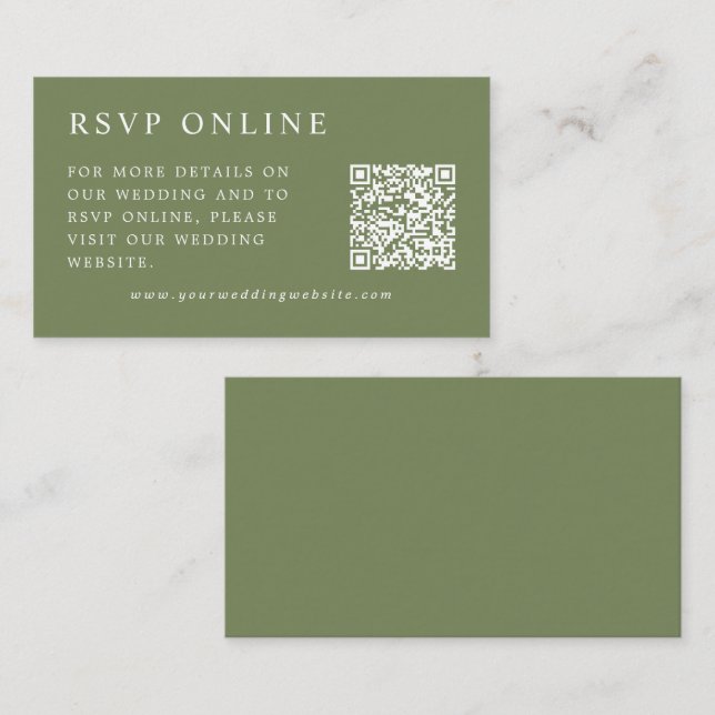 Elegant Minimal Online RSVP Wedding Enclosure Card (Front/Back)