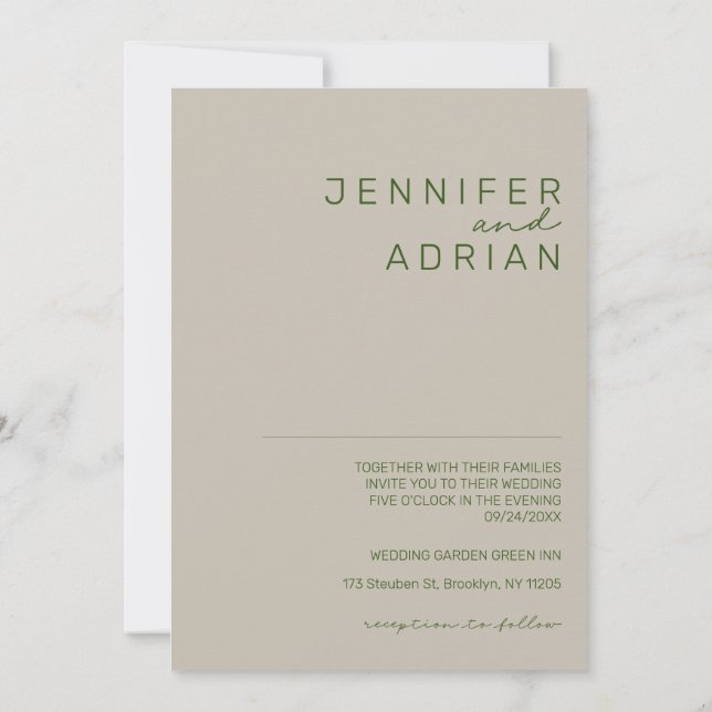 Elegant Minimal Pale Silver Modern Simple Wedding  Invitation (Back)