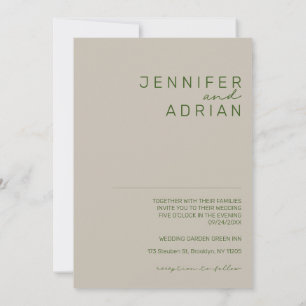 Elegant Minimal Pale Silver Modern Simple Wedding Invitation