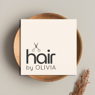 Elegant Minimal Pastel Black Scissors Hairstylist  Square Business Card