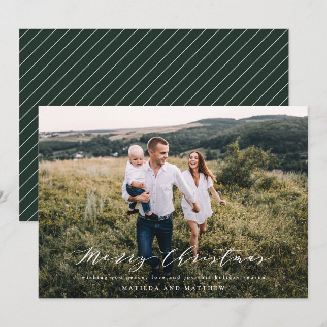 Elegant minimal photo Christmas script holiday (Front/Back)