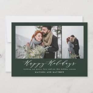 Elegant minimal photo collage christmas script holiday card