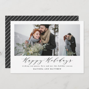 Elegant minimal photo collage christmas script holiday card