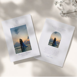 Elegant Minimal Photo Monogram Christian Wedding Thank You Card