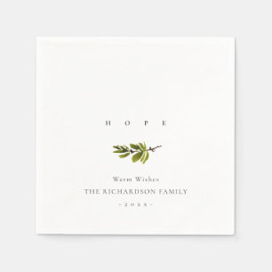 Elegant Minimal Pine Branch Christmas Hope Napkin