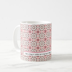 Elegant Minimal Pink Rose Pattern editable text Coffee Mug