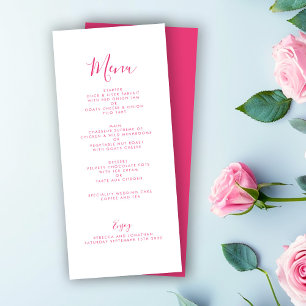 Elegant Minimal Pink Wedding Menu Card