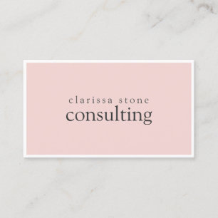 Elegant minimal pink white border consulting business card