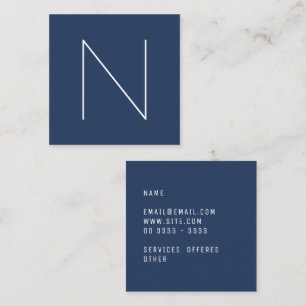 Elegant Minimal Plain Navy Peony Fashion Square Business Card