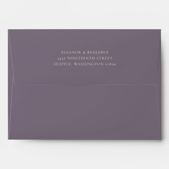 Elegant Minimal Purple Matching Return Address Envelope (Back (Top Flap))