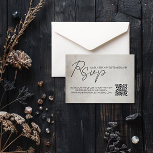 Elegant Minimal QR Code Wedding RSVP Response Card