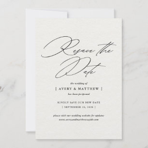 Elegant Minimal Resave The Date Wedding Announcement