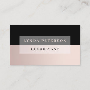 Elegant minimal rose gold  & black consultant business card