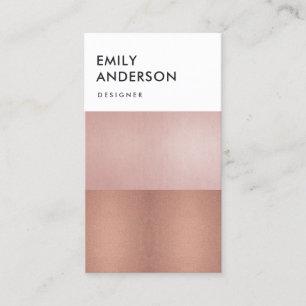 ELEGANT MINIMAL ROSE GOLD BLUSH PINK COPPER STRIPS BUSINESS CARD
