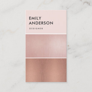 ELEGANT MINIMAL ROSE GOLD BLUSH PINK COPPER STRIPS BUSINESS CARD