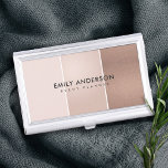 ELEGANT MINIMAL ROSE GOLD BLUSH PINK COPPER STRIPS BUSINESS CARD HOLDER<br><div class="desc">For any further customisation or any other matching items,  please feel free to contact me at yellowfebstudio@gmail.com</div>