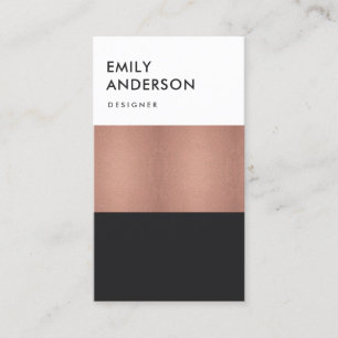 ELEGANT MINIMAL ROSE GOLD COPPER BLACK STRIPS BUSINESS CARD