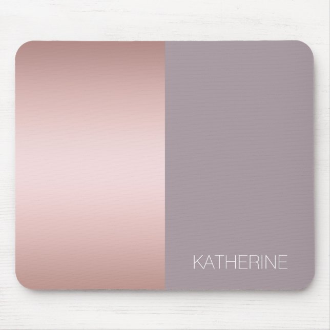 Elegant & minimal rose gold & purple colour block mouse mat (Front)