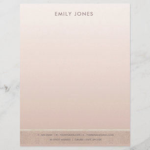 ELEGANT MINIMAL ROSE GOLD SHIMMER PERSONALIZED LETTERHEAD