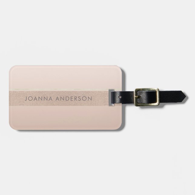 ELEGANT MINIMAL ROSE GOLD SHIMMER PERSONALIZED LUGGAGE TAG (Front Horizontal)