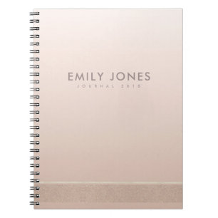ELEGANT MINIMAL ROSE GOLD SHIMMER PERSONALIZED NOTEBOOK