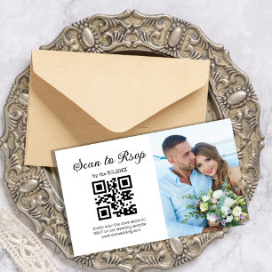 elegant minimal rsvp qr code wedding photo   enclosure card