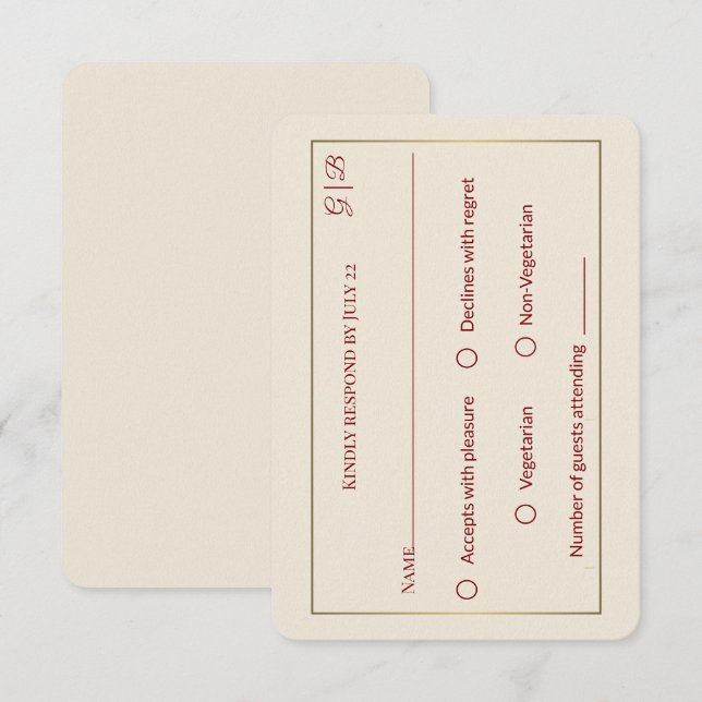 Elegant Minimal RSVP Wedding Card (Front/Back)