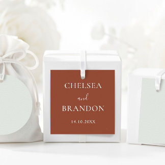 Elegant Minimal Rustic Terracotta Script Wedding Favour Tags