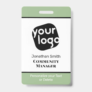 Elegant Minimal Sage Green Custom Staff ID Badge