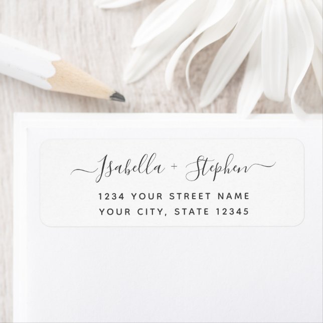 Elegant Minimal Script Black White Return Address (Insitu)