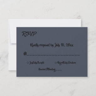 Elegant Minimal Script Dusky Blue Modern Wedding RSVP Card