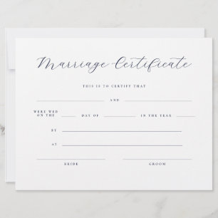 Elegant Minimal Script Marriage Certificate