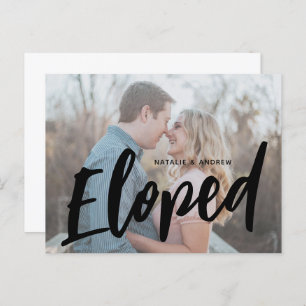 Elegant Minimal Script Photo We Eloped Wedding Announcement Postcard