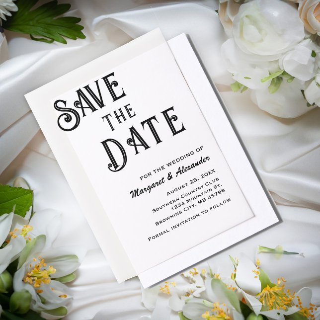 Elegant Minimal Script Save The Date Wedding Vellum Invitations (Elegant Minimal Script Save The Date Wedding Vellum Invitations is elegant to send to your guest. )