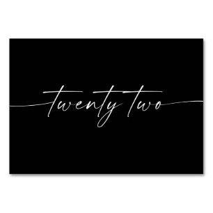Elegant Minimal Script Table Cards Number 22