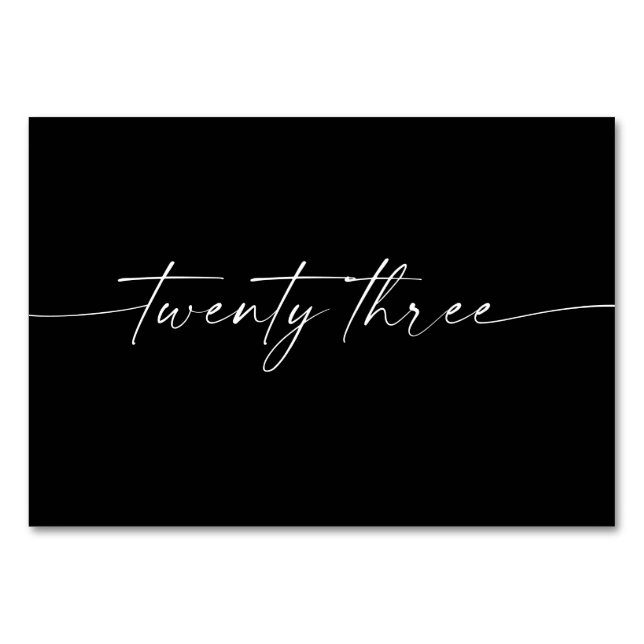 Elegant Minimal Script Table Cards Number 23 (Front)