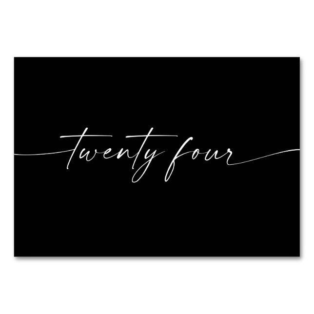 Elegant Minimal Script Table Cards Number 24 (Front)